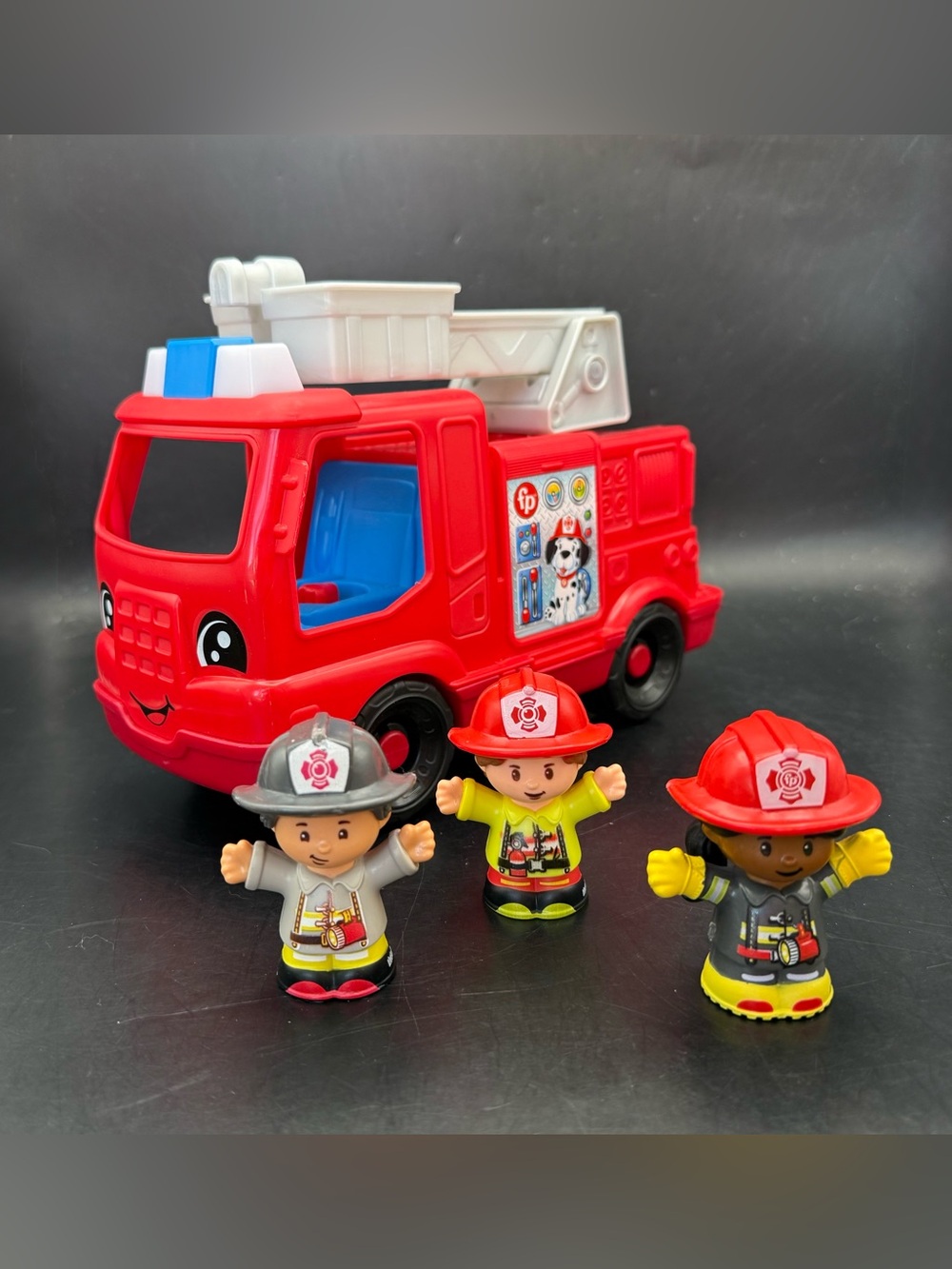 Fisher Price Little People Fire Truck Musical Push-Along Vehicle With 3 Figures